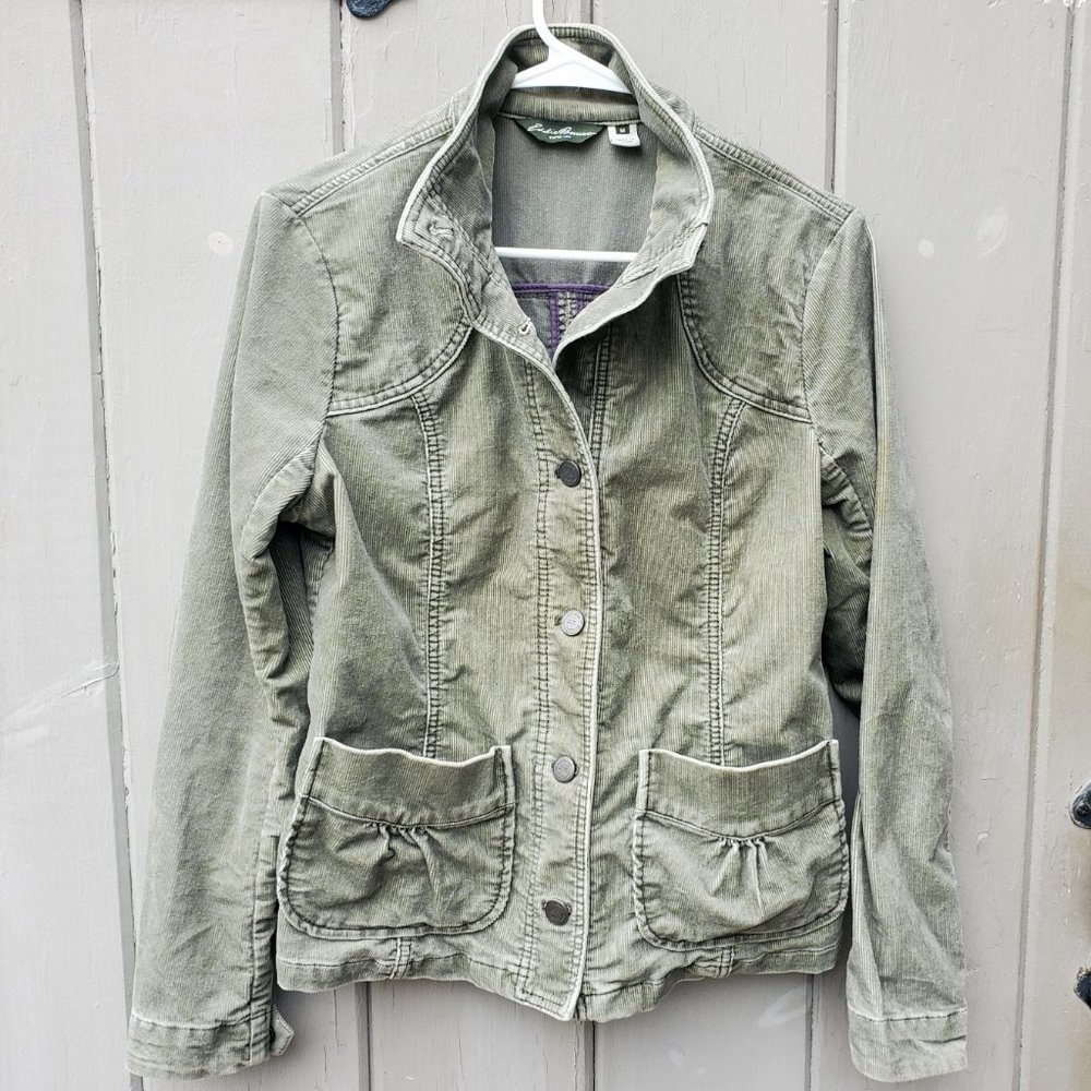 Eddie Bauer Corduroy Cropped Jacket, pale olive green, size M